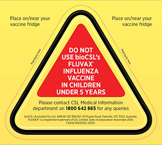 image of vaccine refrigerator warning sticker distributed by bioCSL