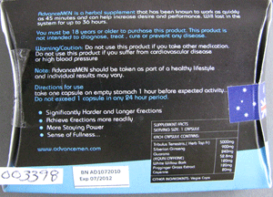 AdvanceMen: back of packaging