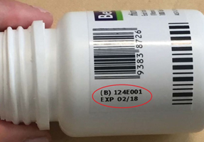 side of Betamin bottle showing batch number and expiry date