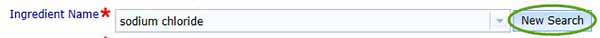 screenshot shoiwng ingredient name New search button