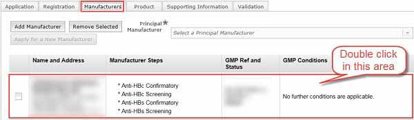 screenshot showing where to click in List of manufacturers