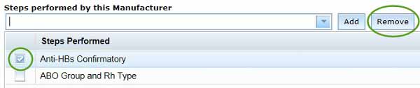 Screenshot showing Remove button and check boxes for selecting unwanted steps