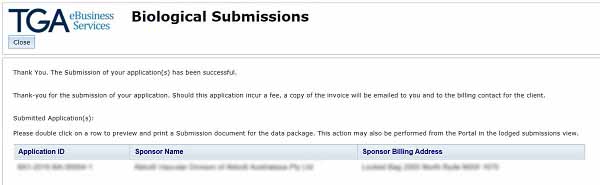 screenshot showing Submission confirmation