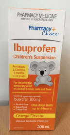 Recalled Pharmacy Choice Ibuprofen Children's suspension packaging - front view