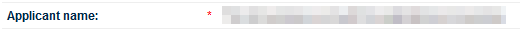 Screenshot: Applicant name field
