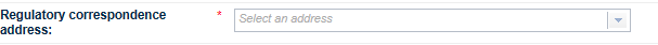Screenshot: Regulatory correspondence field