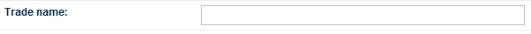Screenshot: Trade name field