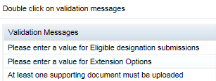 Screenshot showing validation messages window