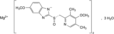 Chemical structure of esomeprazole as magnesium trihydrate