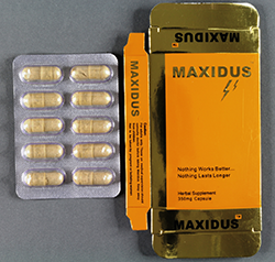 Maxidus Packaging and tablets