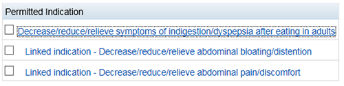 screenshot showing Permitted Indications how to edit a parent indication