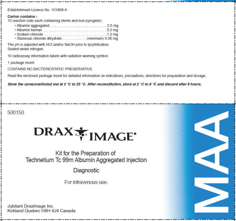 Picture of DRAXIMAGE MAA kit for the preparation of Technetium Tc99m Albumin Aggregated Injection - carton