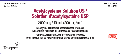 Picture of Acetylcysteine Solution USP 2000mg/10mL(200mg/mL) vials (Teligent) - carton