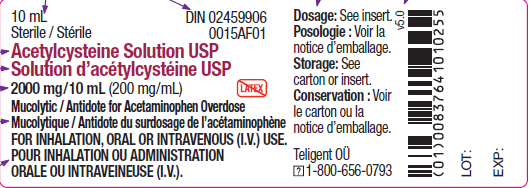 Picture of Acetylcysteine Solution USP 2000mg/10mL(200mg/mL) vials (Teligent) - label