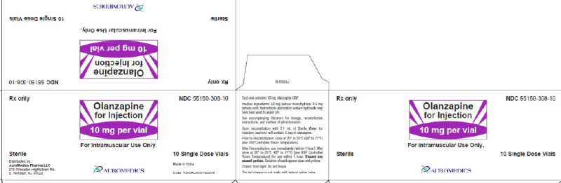 Picture of Olanzapine for intramuscular injection 10mg single dose vial (Auromedics) 10 vials