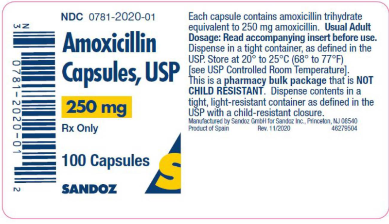 Picture of Amoxicillin capsules, USP 250mg (Sandoz)