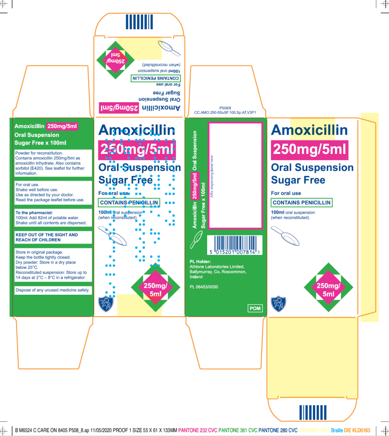 Picture of Amoxicillin 250mg/5ml Oral Suspension Sugar Free BP (Athlone)