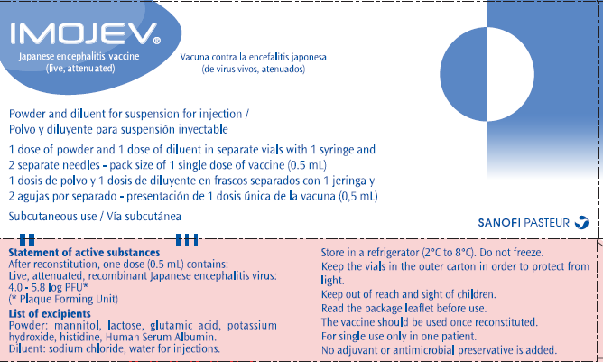 Picture of IMOJEV japanese encephalitis vaccine (live, attenuated) powder for injection vial plus diluent vial (International presentation) - Carton