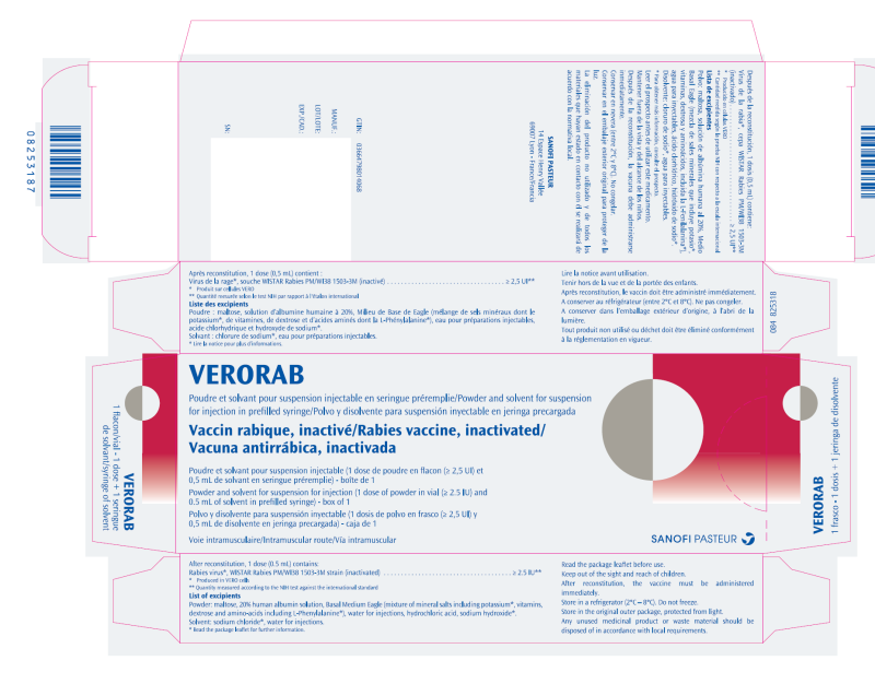 Picture of VERORAB (Rabies vaccine ≥ 2.5IU) powder and solvent for suspension for injection in prefilled syringe