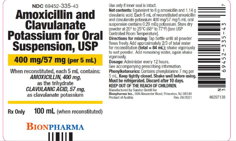 Picture of Amoxicillin and clavulanate potassium for oral suspension, USP 400mg/57mg per 5mL (Bionpharma)