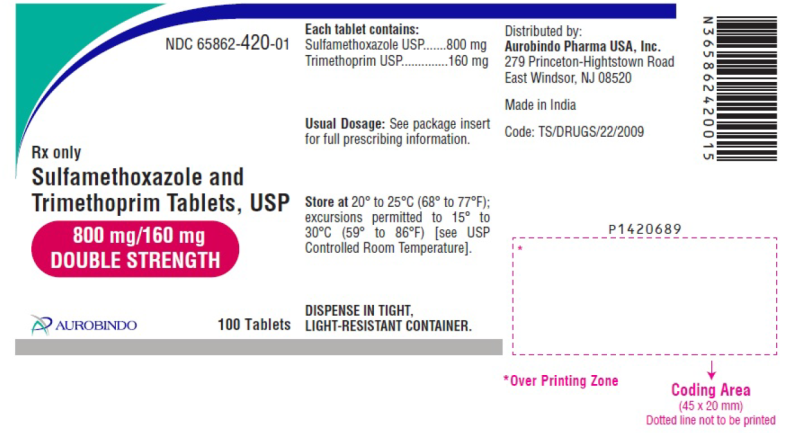 Picture of Sulfamethoxazole and trimethoprim tablets, USP 800mg/ 160mg (Aurobindo)