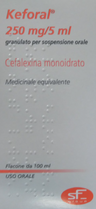 Picture of KEFORAL cefalexin 250mg/5ml granules for oral suspension (Italy)