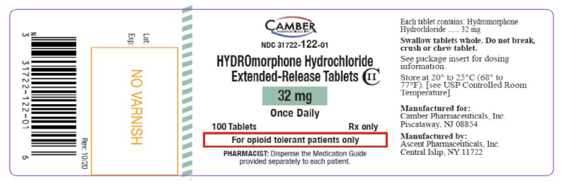 Picture of Hydromorphone hydrochloride 32mg extended-release tablets (Camber)