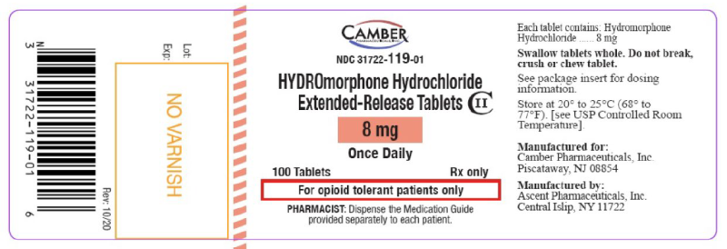 Picture of Hydromorphone hydrochloride 8mg extended-release tablets (Camber)