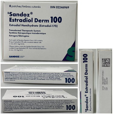 Picture of SANDOZ ESTRADIOL DERM 100 estradiol hemihydrate transdermal therapeutic system (Canada)