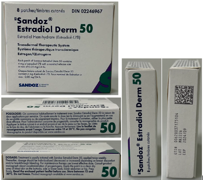 Picture of SANDOZ ESTRADIOL DERM 50 estradiol hemihydrate transdermal therapeutic system (Canada)