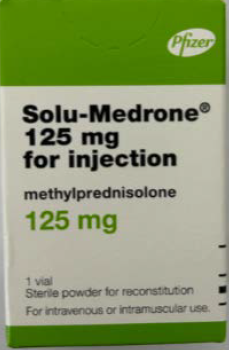 Picture of Solu-Medrone methylprednisolone sodium succinate 125mg powder for injection (Pfizer, UK) front,tmp/Solu-Medrone-125mg-UK-Link2.png