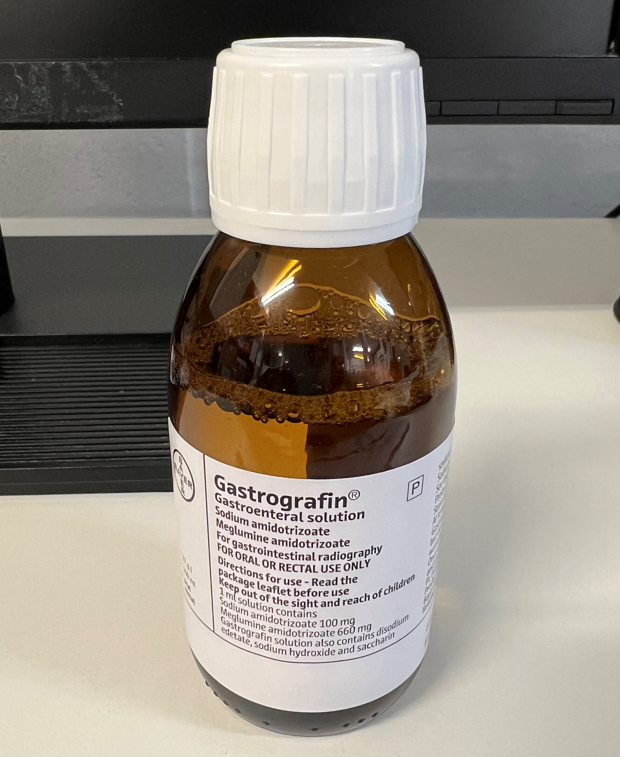 Picture of GASTROGRAFIN amidotrizoate meglumine sodium amidotrizoate oral solution (Bayer, UK)