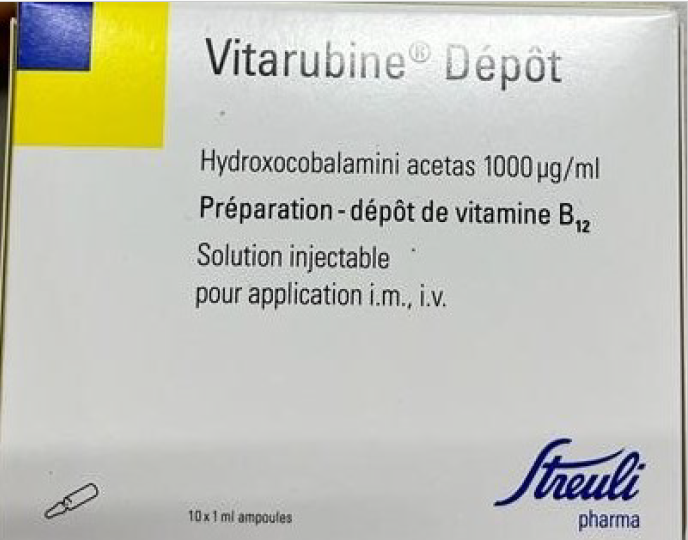 Picture of VITARUBIN Depot hydroxocobalamin acetate 1mg/mL (Streuli Pharma, Switzerland),tmp/Vitarubin-Depot-Switzerland-ProPharma2