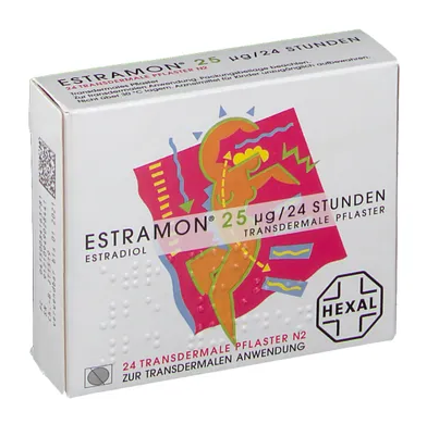 Picture of ESTRAMON estradiol 25microgram 24hour transdermal patch