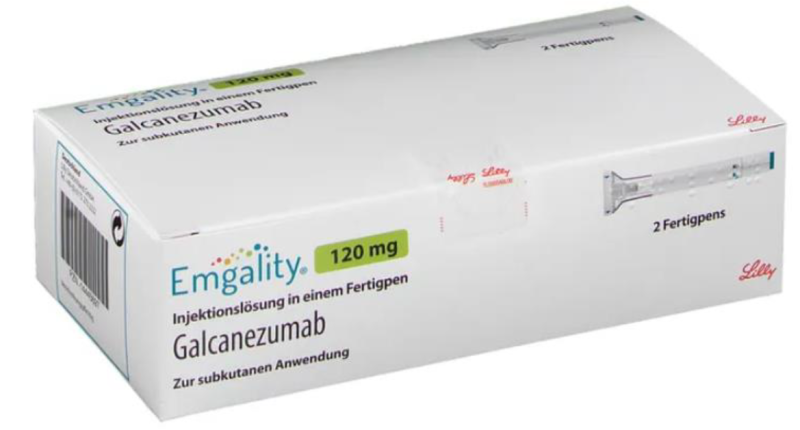 Picture of EMGALITY galcanezumab 120mg/mL solution for injection in pre-filled pen pack of 2