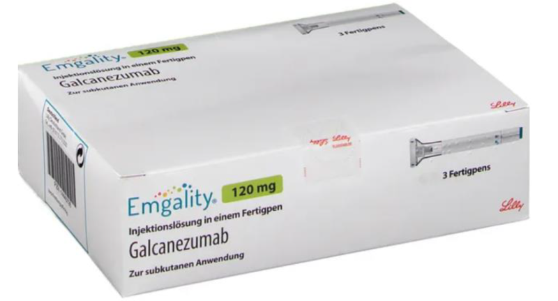 Picture of EMGALITY galcanezumab 120mg/mL solution for injection in pre-filled pen pack of 3