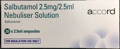 Picture of salbutamol 2.5mg/2mL nebuliser solution box