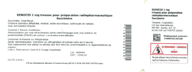 Picture of RENOCIS kit for Tc DMSA succimer injection carton