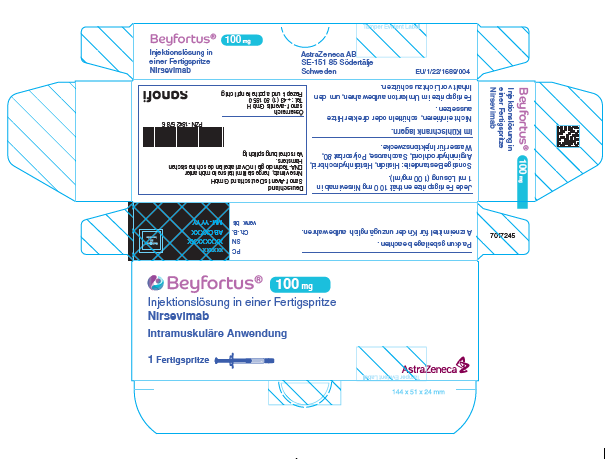 Picture of BEYFORTUS nirsevimab 100mg/1mL injection solution in pre-filled syringe - box