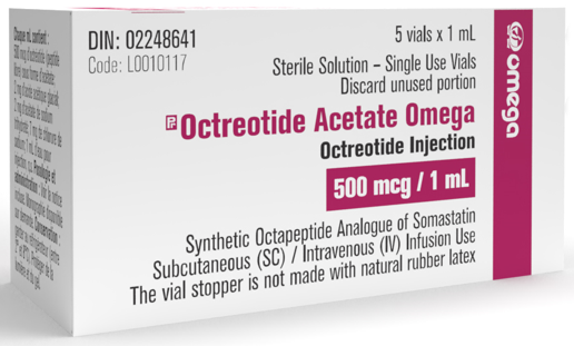 Picture of Octreotide Acetate Omega 500mcg/mL solution for injection - carton