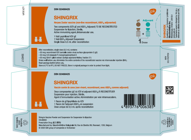 Picture of SHINGRIX Herpes Zoster vaccine recombinant, adjuvanted powder and suspension for suspension for injection - box