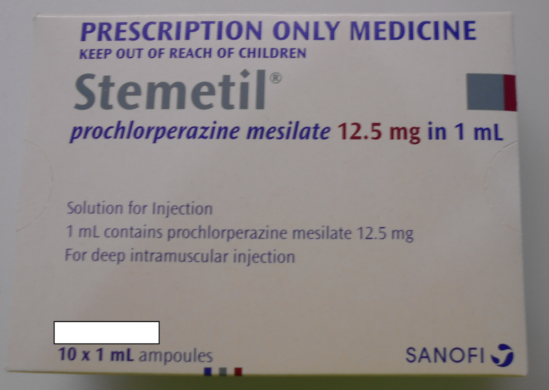 Picture of Stemetil prochlorperazine 12.5mg/1mL solution for injection ampoule - box