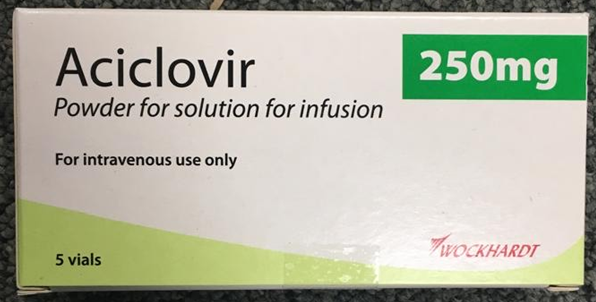 Picture of Aciclovir 250mg powder for solution for infusion - carton