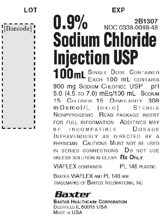 Picture of 0.9% Sodium Chloride Injection, USP in VIAFLEX bag 100mL (Baxter USA)