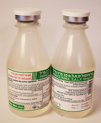 Picture of Paracetamol S.A.L.F. 10mg/mL (1000mg/100mL) solution for infusion bottle