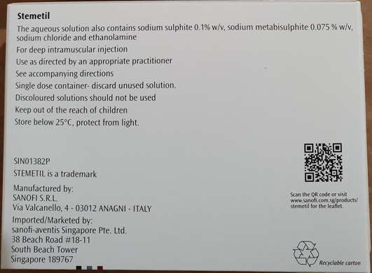 Picture of STEMETIL prochlorperazine 12.5 mg/mL