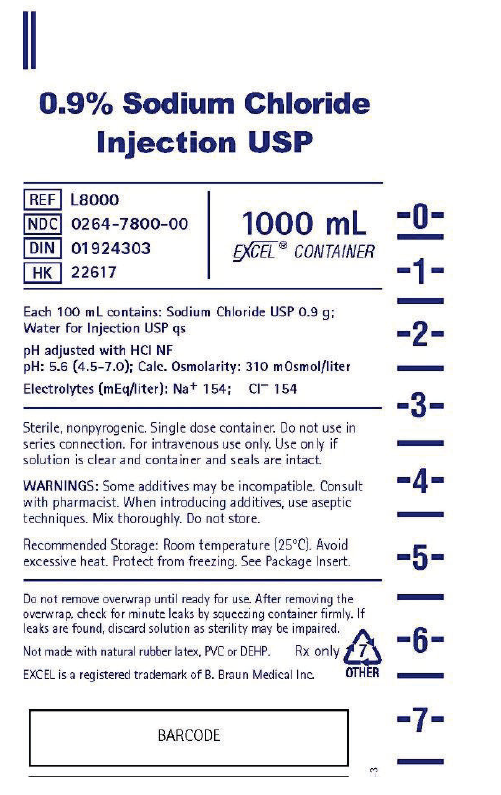 Picture of 0.9% Sodium Chloride Injection, USP in EXCEL bag 1000 mL - label