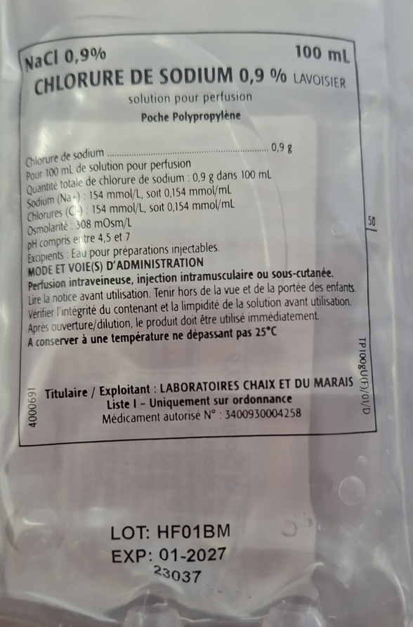 Picture of Sodium-chloride 0.9% solution for infusion 100mL - bag