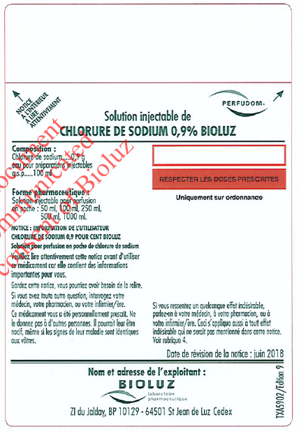 Picture of Sodium Chloride Bioluz Solution for Infusion Bag 1000 mL - carton