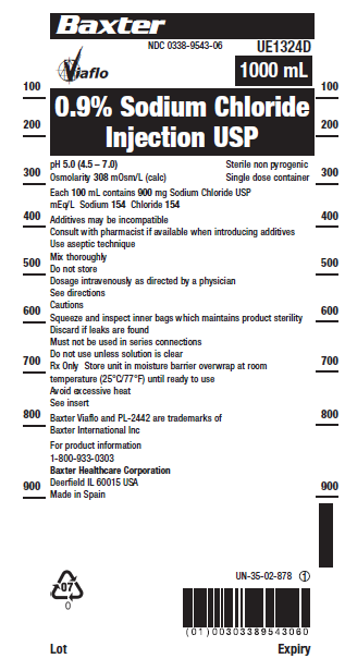 Picture of 0.9% Sodium chloride injection in VIAFLO plastic container 1000mL - label